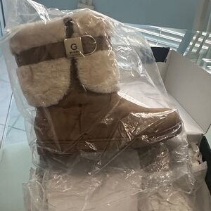 G by Guess Brown Boots with Cream Fur